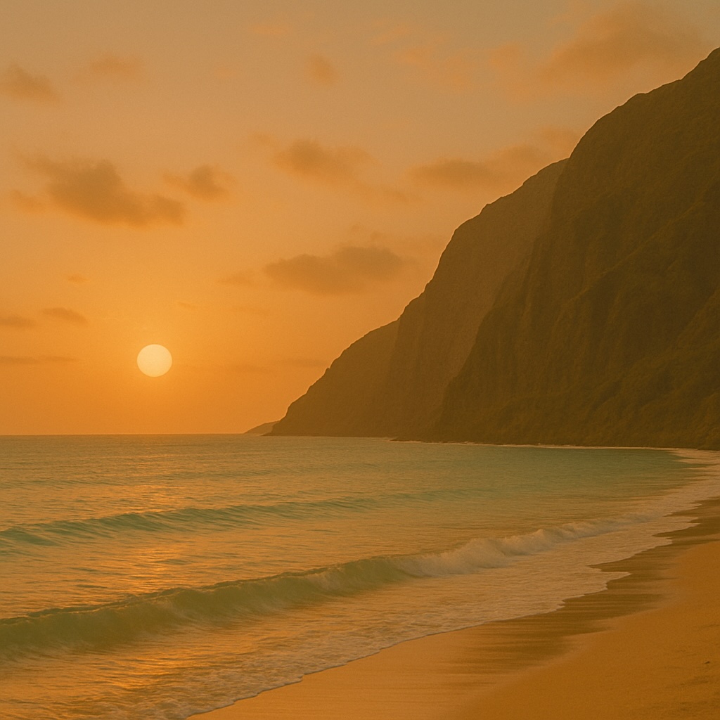 Peaceful sunset over island waters